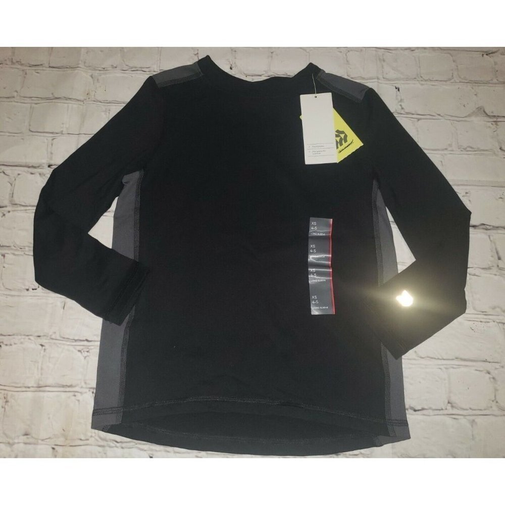 Nwt All In Motion Boys Size XS 4/5 Black Long-Sleeve T-Shirt